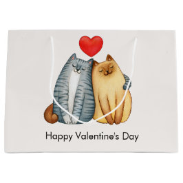 Cat Couple Liebt Niedlichen Funny Happy Valentine' Große Geschenktüte