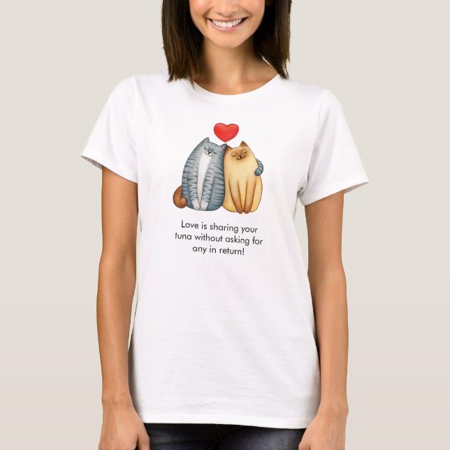 Cat Couple Liebt Niedlichen Funny Happy Valentine' T-Shirt (Vorderseite)