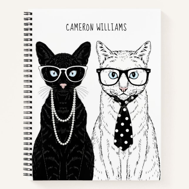 Cat Couple | Name hinzufügen Notizbuch (Vorderseite)