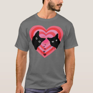 Cat Couple Retro Vintag Funny Black Cat Valentin T-Shirt