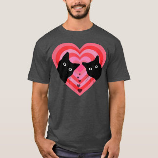 Cat Couple Retro Vintag Funny Black Cat Valentin T-Shirt