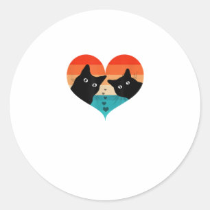 Cat Couple Retro Vintages Shirt Funny Black Cat Runder Aufkleber