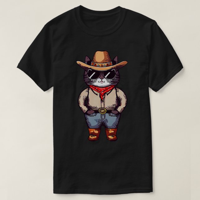 Cat Cowboy T-Shirt (Design vorne)