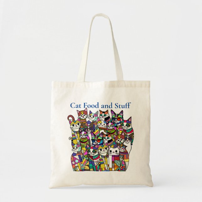 Cat Crazy Clowder Katzen, buntes Geschenk Tragetasche (Vorne)