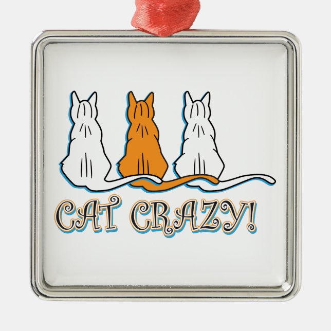 Cat Crazy Orange Tabby Cats Ornament Aus Metall (Vorne)