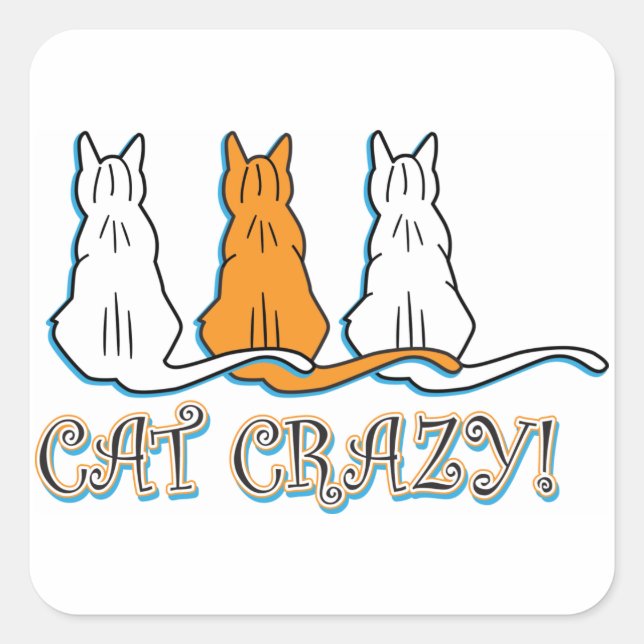 Cat Crazy Orange Tabby Cats Quadratischer Aufkleber (Vorderseite)