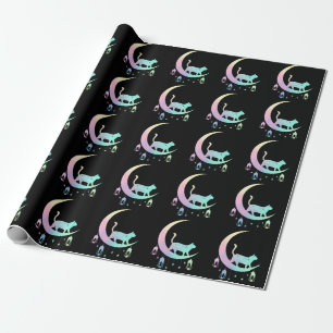 Cat Crescent Moon Horoscope Pastel Goth Wicca Geschenkpapier