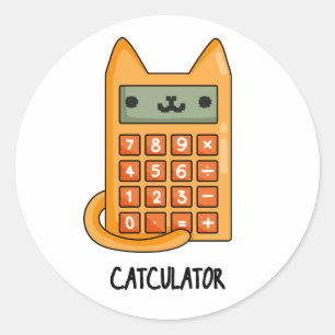Cat-culator Funny Calculator Pun Runder Aufkleber