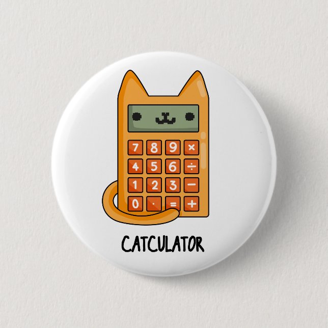 Cat-culator Funny Kitty Cat Calculator Pun Button (Vorderseite)