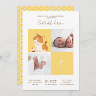 Cat Cupcake ・ Alphabet Monogram Niedlich Baby Shoo Einladung