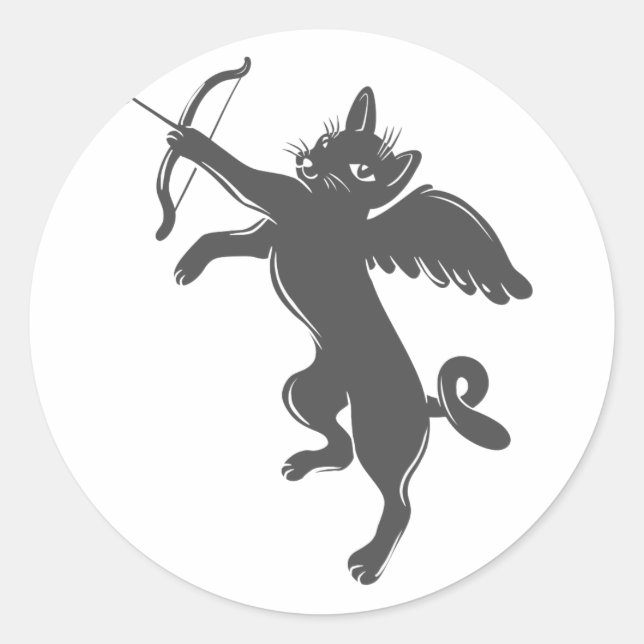 Cat cupid - Farbe auswählen Runder Aufkleber (Vorderseite)