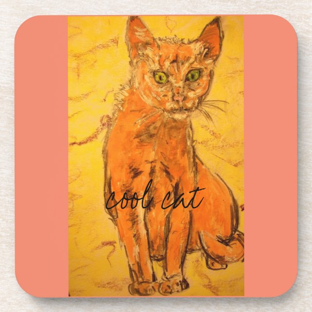 Cat Curious Getränkeuntersetzer (Vorderseite)