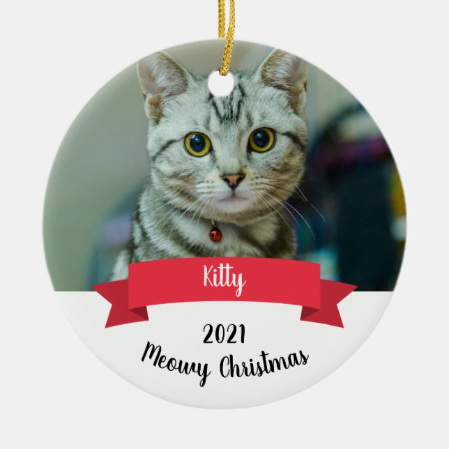 Cat Custom Christmas Keramik Ornament (Vorne)