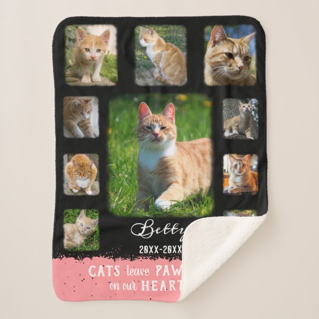 Cat Custom Foto Collage ausgeblendete Grenzen Schw Sherpadecke (Vorderseite)