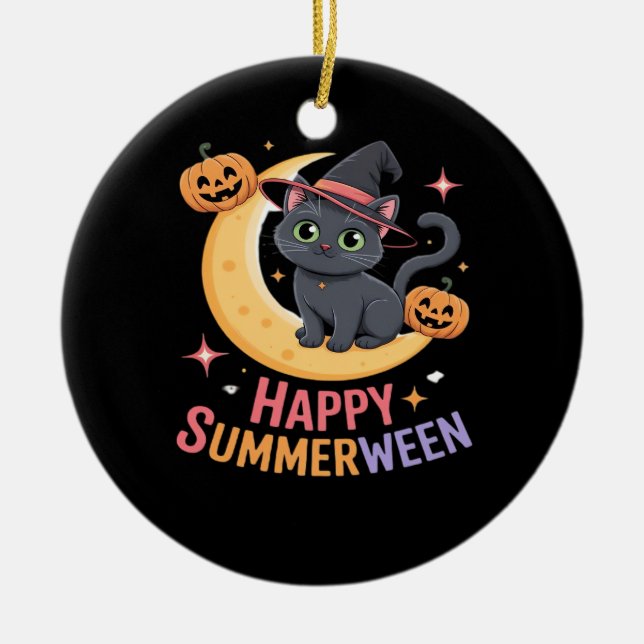 Cat Cute Halloween Aesthetic Essential T-Shirt Keramik Ornament (Vorne)