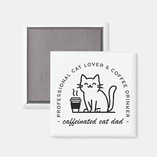 Cat dad and coffee lovers hipster magnet (Vorderseite/Rückseite)