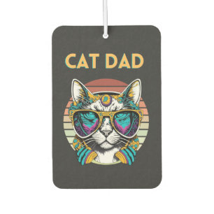 Cat Dad Black Cat Vintage Eighties Style Cat Retro Autolufterfrischer