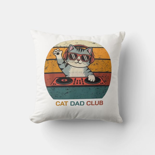 CAT DAD CLUB / Funny Retro Kissen (Vorderseite)