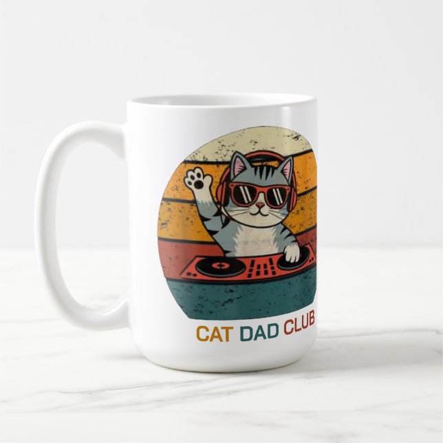 CAT DAD CLUB / Funny Retro misician Kaffeetasse (Links)