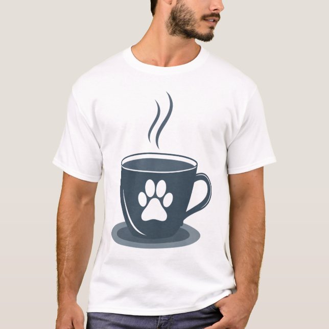 Cat Dad Coffee – Minimalist Cat Paw & Mug Tee for  (Vorderseite)