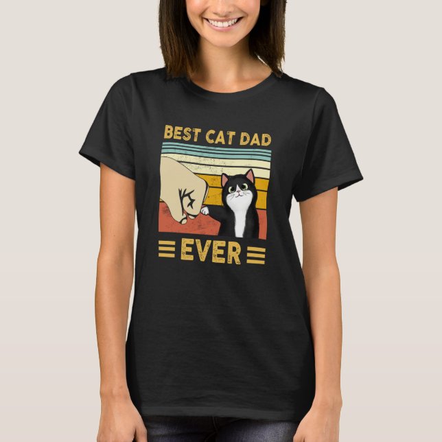 Cat Dad Father's Day 2023 Cat Daddy Retro Best Cat T-Shirt (Vorderseite)