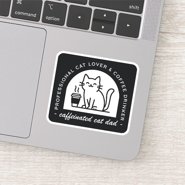 Cat dad funny coffee lover aufkleber (Detail)