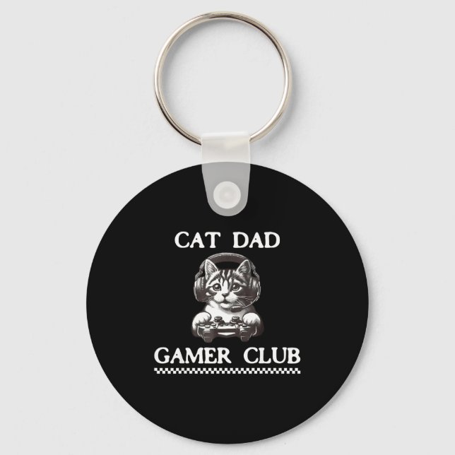 Cat Dad Gamer Club Funny Cat Lover Gaming Game Fat Schlüsselanhänger (Vorderseite)