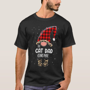 Cat Dad Gnome Buffalo Plaid Matching Family Christ T-Shirt