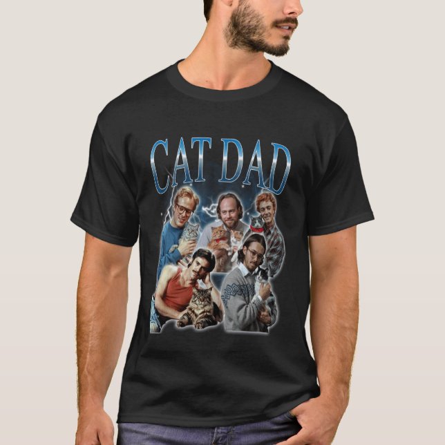 Cat Dad Lustiger Gen Z Dank Meme Bootleg T-Shirt (Vorderseite)