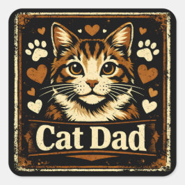 Cat Dad – Proud Feline Father Humor Love Quadratischer Aufkleber
