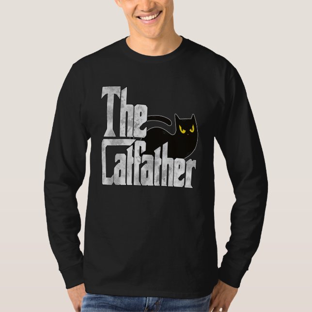 Cat Dad The Catfather Crazy Black Cat Father Kitty T-Shirt (Vorderseite)