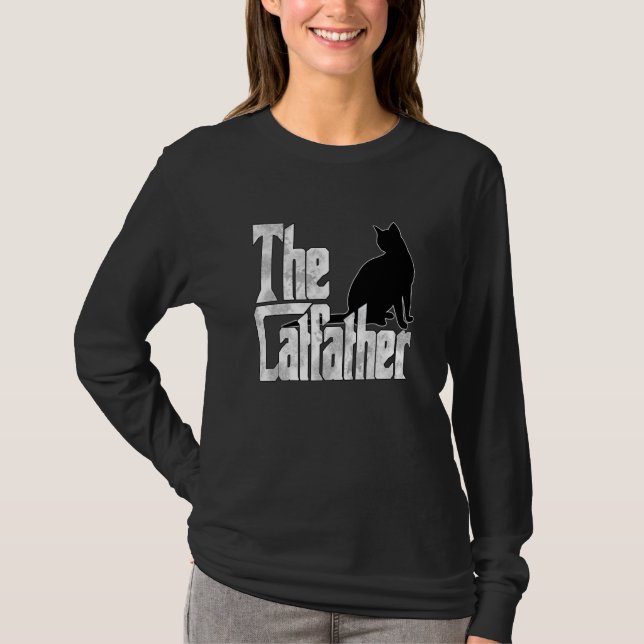 Cat Dad The Catfather Crazy Black Cat Father Kitty T-Shirt (Vorderseite)