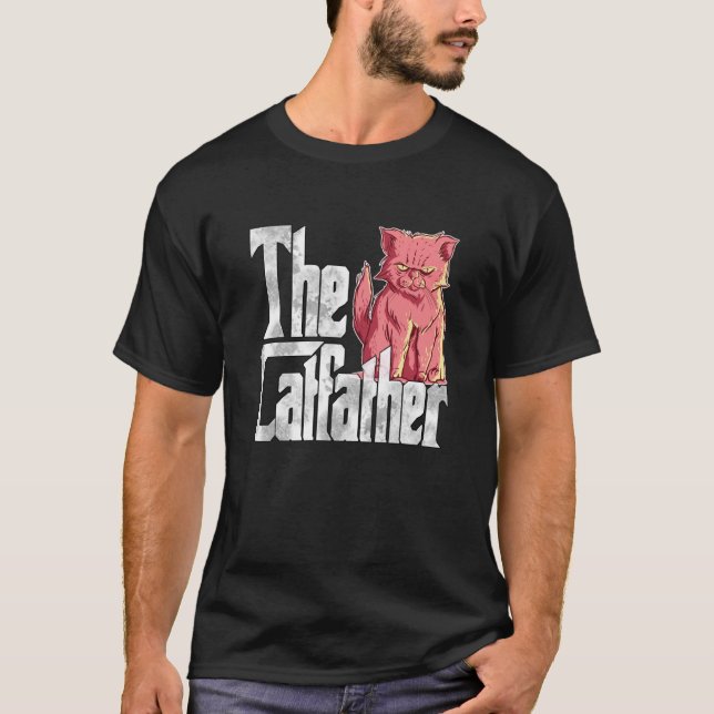 Cat Dad The Catfather Crazy Evil Cat Father Kitty  T-Shirt (Vorderseite)