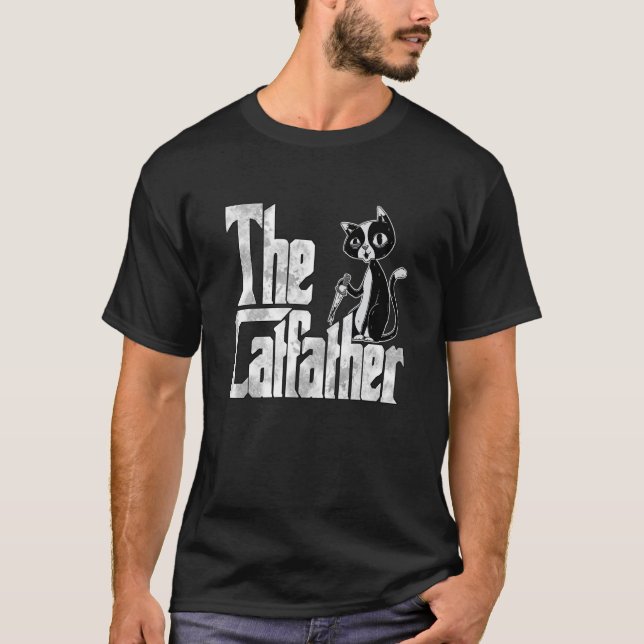 Cat Dad The Catfather Crazy Knife Cat Father Kitty T-Shirt (Vorderseite)