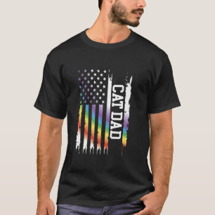 Cat Dad Vereinigte Staaten Bedrängter Regenbogen m T-Shirt