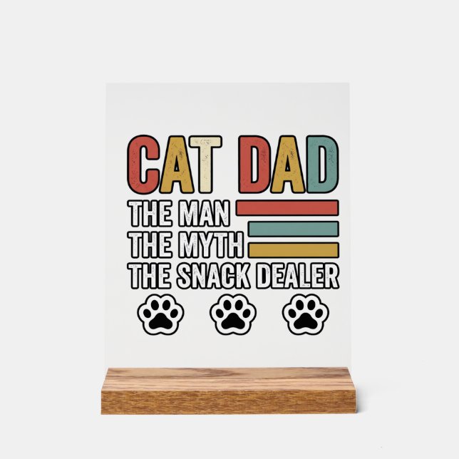 Cat Dad Vintage Funny Snack Dealer Shirt Design_1 Acrylschild (Vorderseite)
