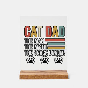 Cat Dad Vintage Lustiges Snack Dealer Shirt Design Acrylschild