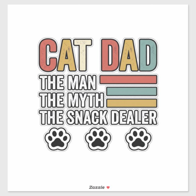 Cat Dad Vintage Lustiges Snack-Händler-Shirt-Desig Aufkleber (Blatt)