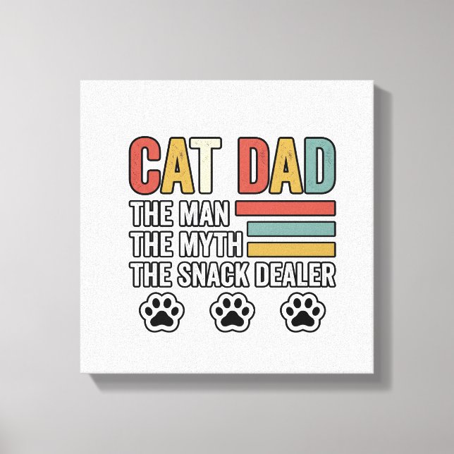 Cat Dad Vintage Lustiges Snack-Händler-Shirt-Desig Leinwanddruck (Vorderseite)