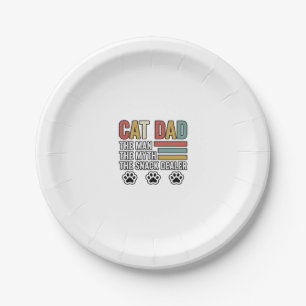 Cat Dad Vintage Lustiges Snack-Händler-Shirt-Desig Pappteller
