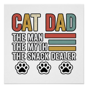 Cat Dad Vintage Lustiges Snack-Händler-Shirt-Desig Poster
