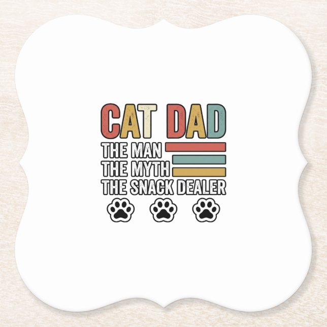 Cat Dad Vintage Lustiges Snack-Händler-Shirt-Desig Untersetzer (Vorderseite)
