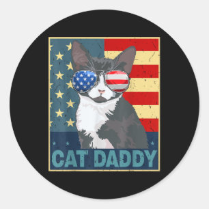 Cat Daddy American Flag 4. Juli Vatertag Funny Runder Aufkleber