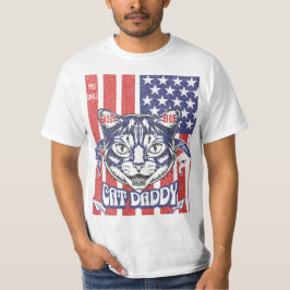 Cat Daddy Amerikanische Flagge Vintage abgenutzt H T-Shirt