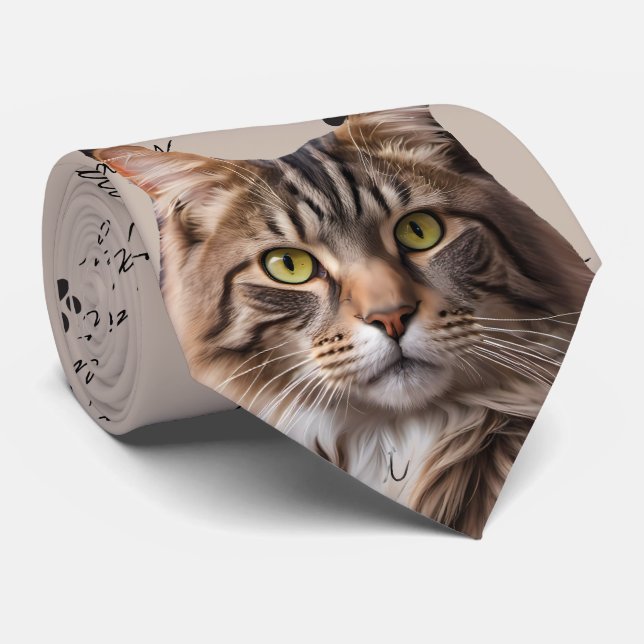 Cat Daddy Gray Tabby Cat Neck Tie Krawatte (Gerollt)