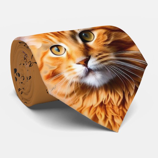Cat Daddy Orange Tabby Cat Neck Tie Krawatte (Gerollt)