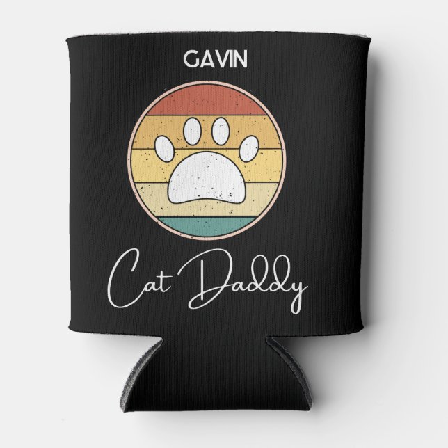 Cat Daddy Retro Cat Paw Grandpa Weihnachtsgeschenk Dosenkühler (Vorderseite)