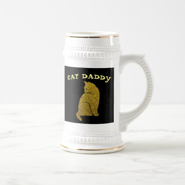 CAT DADDY VATER GOLD GLITZER BIENSTEIN BIERGLAS (Rechts)