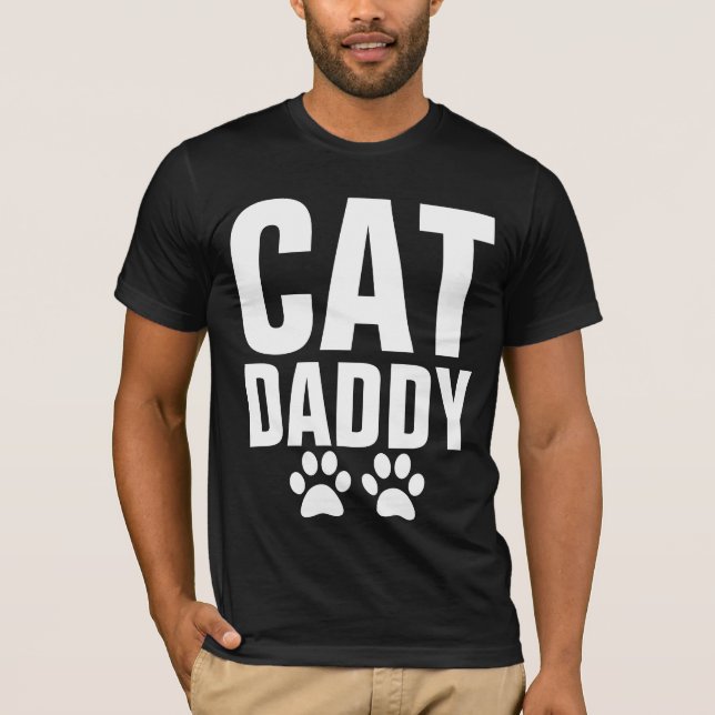 CAT-DADDY (VATER)-T - Shirt in Schwarz (Vorderseite)