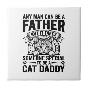 Cat Daddy Vater Zitat Vintage Gravur T-Shirt D Fliese